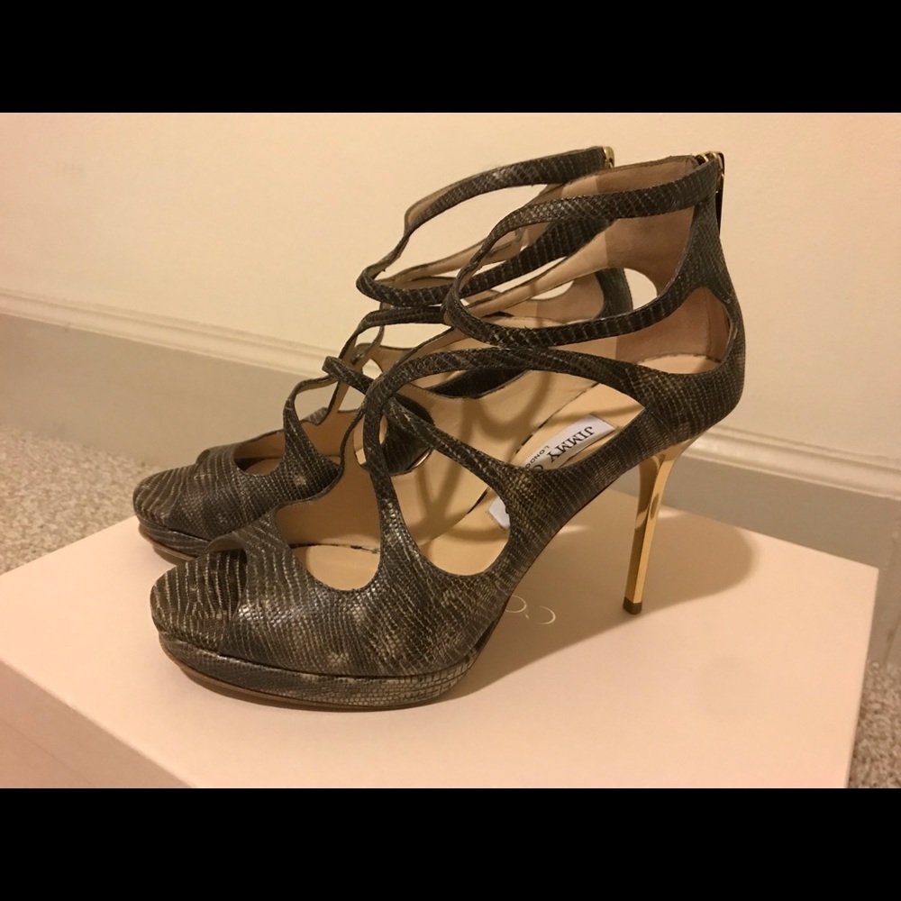 Jimmy Choo Lizard Cage Sandals
